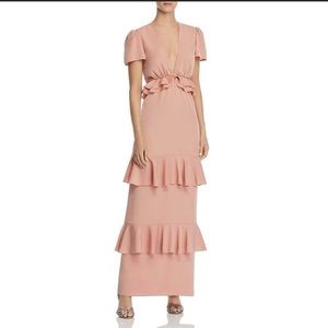WAYF Lavina Pink Ruffled Sleeve Cut Out Dress